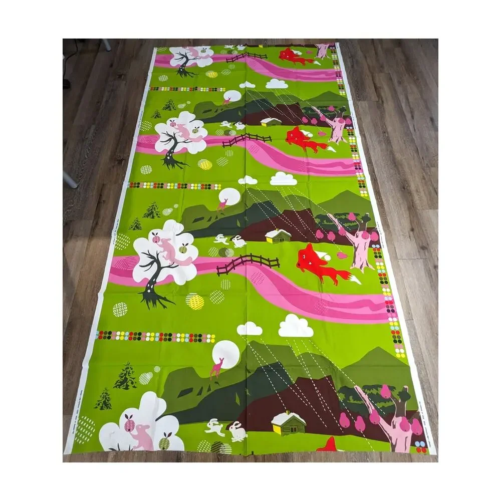 3 Yds Vintage 2008 IKEA LOTTA KUHLHORN Mod Cotton Canvas Fabric ~ Forest Animals